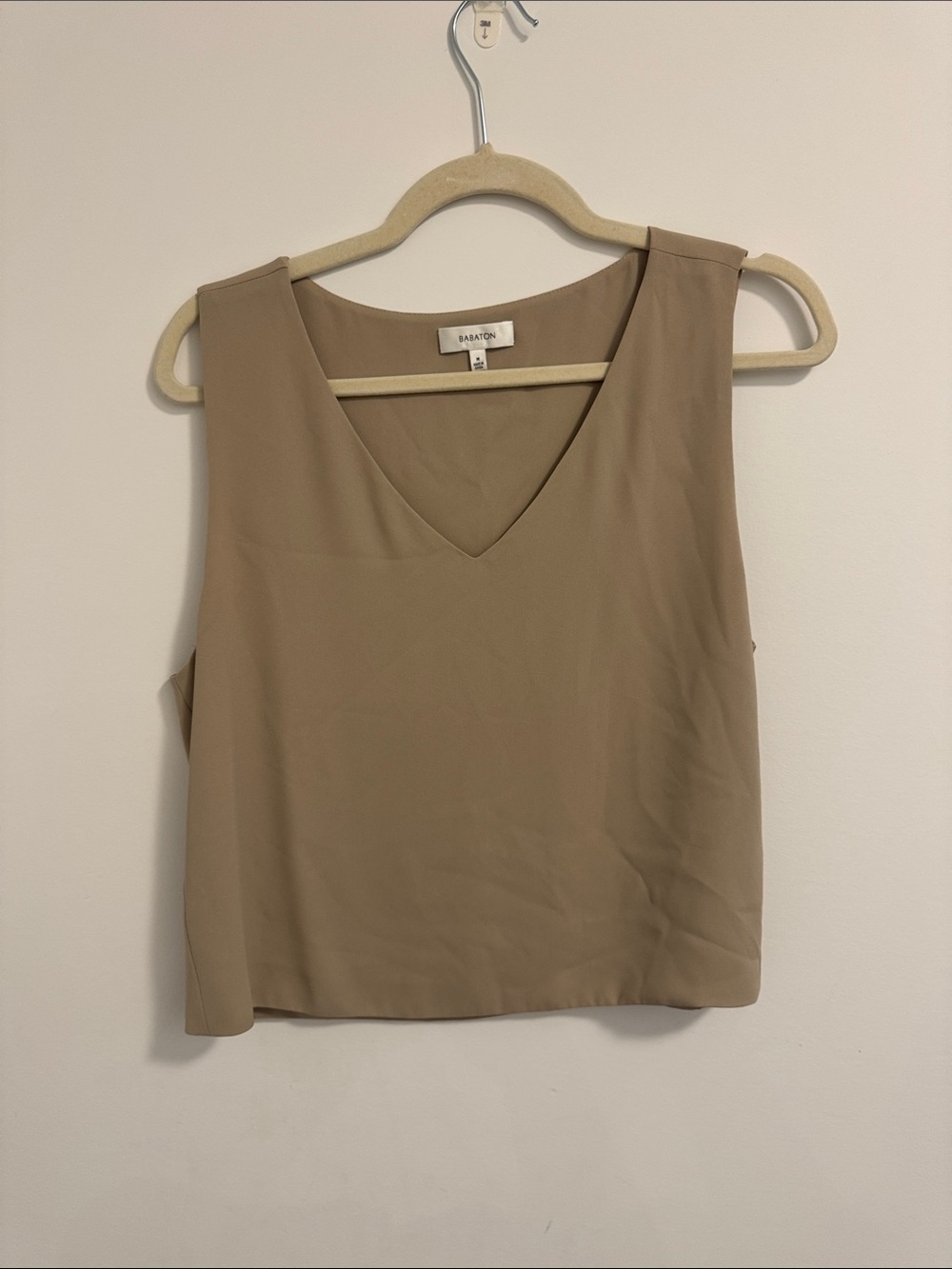 Babaton Taupe V-Neck Sleeveless Shell Top